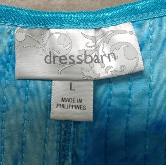 Dress Barn Blue Sleeveless Shirt with Sequins and Raised Embroidered Design Sz L - Picture 5 of 8